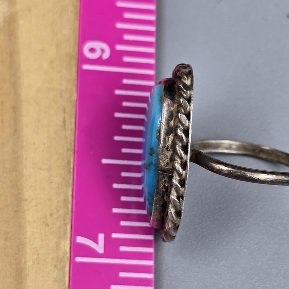 Turquoise and sterling silver vintage ring - Picture 4 of 6